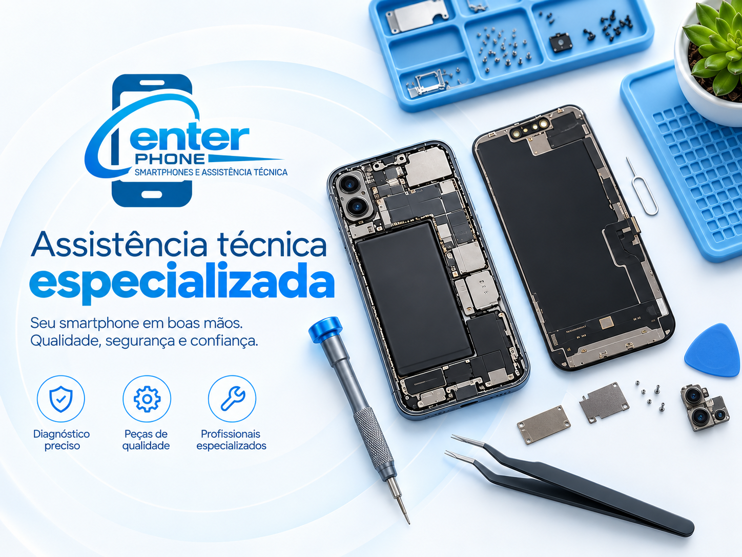 Banner de assistência técnica especializada da Center Phone