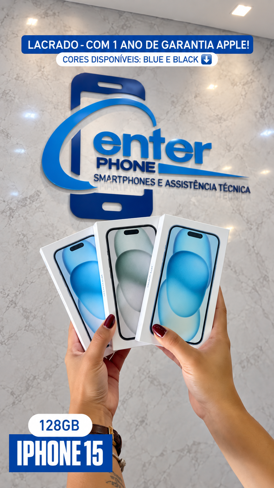 iPhone 15 128GB disponível na Center Phone em Picos - PI
