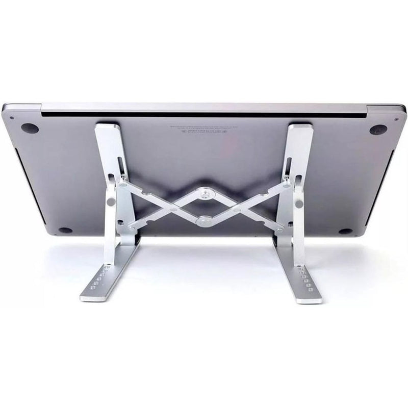 SUPORTE PARA NOTEBOOK OU TABLET, PORTATIL, RETRATIL, COM REGULAGEM DE ALTURA, PRODUTO FABRICADO EM LIGA