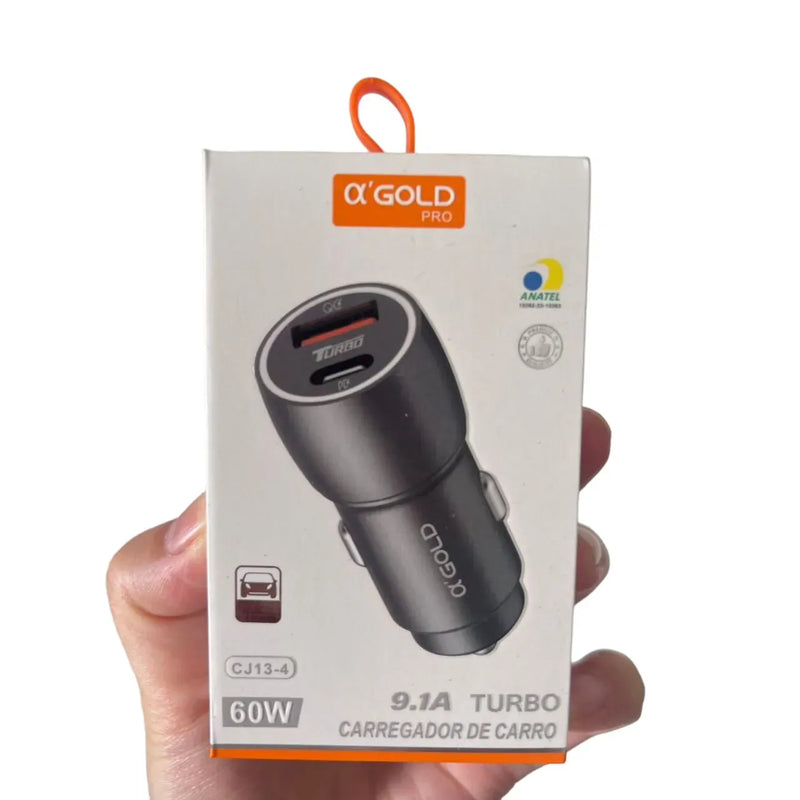 CARREGADOR VEICULAR GOLD PRO 60W 9.1A CJ13-4