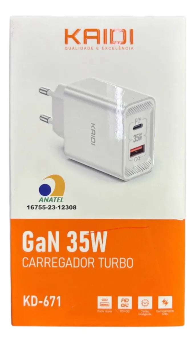 FONTE KAIDI GAN 35W CARREGADOR TURBO KD-671