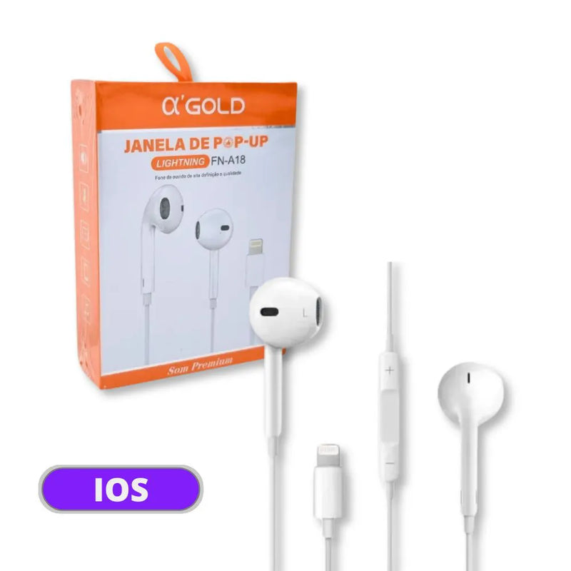 FONE DE OUVIDO LIGHTINING FN-A18 GOLD IOS